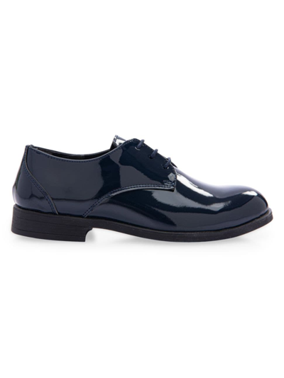 Moustache Kids' Round-toe Patent Oxford Shoes In Navy