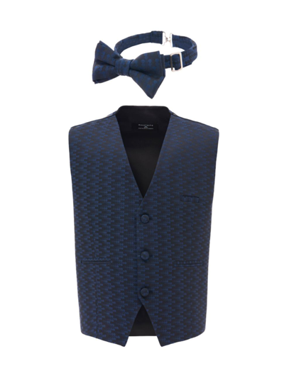 Moustache Abstract-print Waistcoat Set In Navy