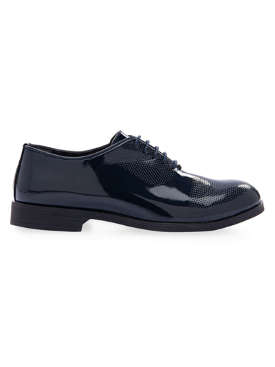 Moustache Perforated-detail Patent Oxford Shoes In Navy