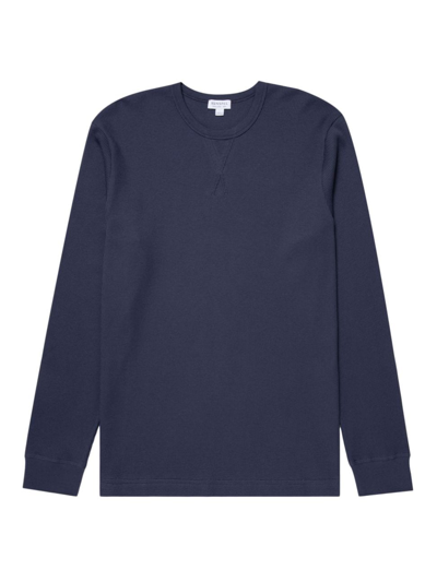 Sunspel Men's Cotton Waffle-knit Sweatshirt In Slate Blue
