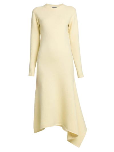 Jil Sander Women's Wool Draped Sweater Maxi Dress In Natural