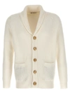 BRUNELLO CUCINELLI LOGO BUTTONS CARDIGAN SWEATER, CARDIGANS WHITE