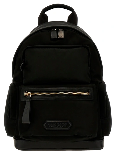 Tom Ford Logo Nylon Backpack Backpacks Black