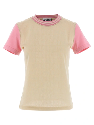 Moschino Logo T-shirt Multicolor In Pink