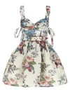 Zimmermann Matchmaker Belted Printed Linen And Silk-blend Mini Dress