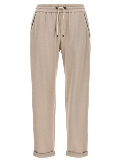 Brunello Cucinelli Cropped Track Pants In Neutrals