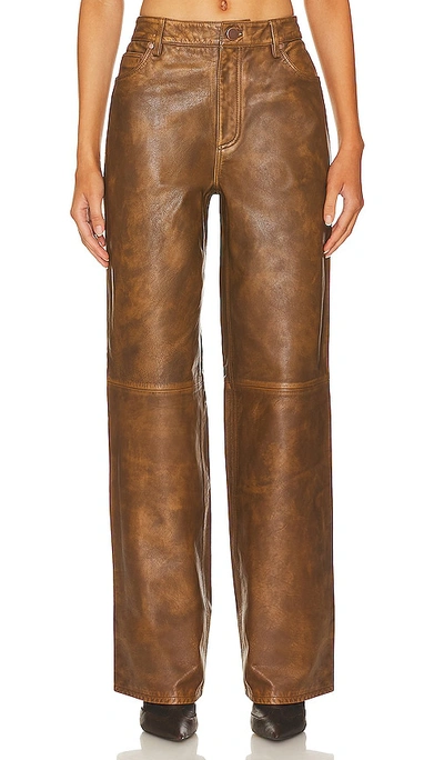 Nbd Clarissa Leather Pants In Distressed Brown