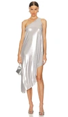 Norma Kamali One Shoulder Diagonal Tunic In Silver