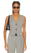 Helmut Lang Cutout Satin-paneled Herringbone Tweed Vest In Black & White Multi