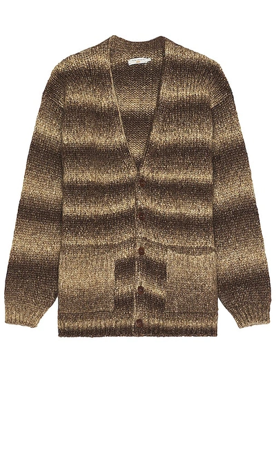 Nudie Jeans Kent Striped Brushed Wool-blend Cardigan In Brown