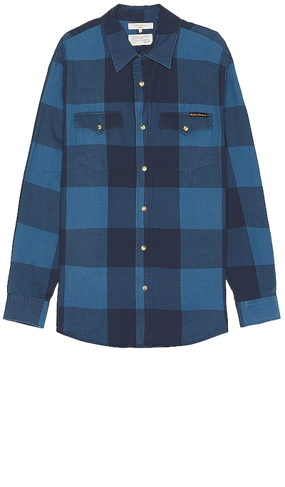 Nudie Jeans George Checked Cotton-twill Western Shirt In Blue