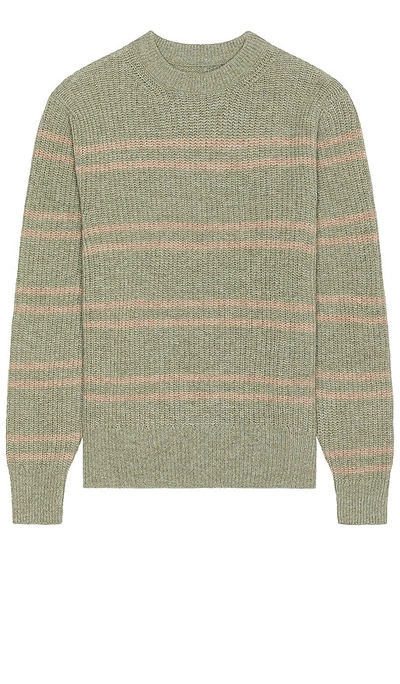Nudie Jeans Gurra Striped Ribbed Wool Sweater In Green