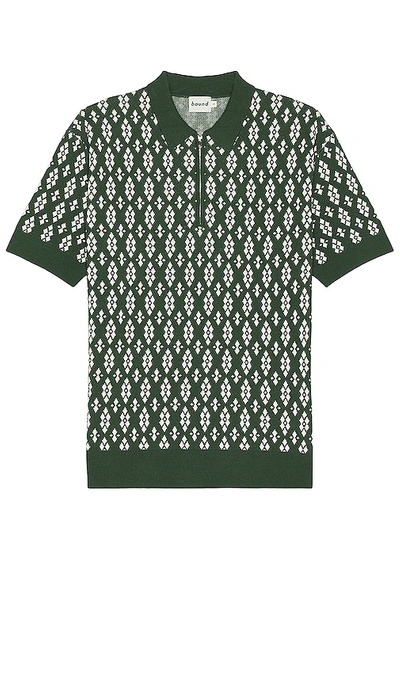 Bound Theodore 1/4 Heavy Knit Polo In Green