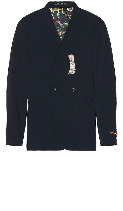 Scotch & Soda Double-breasted Shawl-collar-style Jacket In Dark Blue