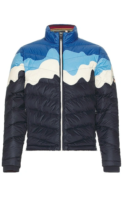 Marine Layer Archive Scenic Puffer Jacket In Blue Mountain Scene