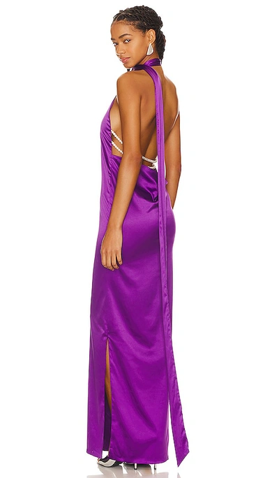 Khanums Kara Pearl Trim Maxi Dress In Purple