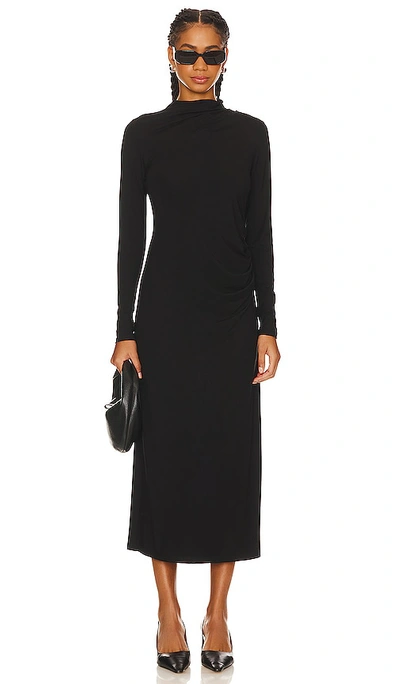 Vince Turtle Neck Rouched Dress In Black