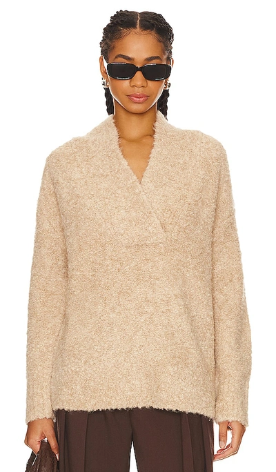 Vince Crimped Shawl Sweater In H Champagne
