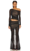 Retroféte Aura Sequin Detail One-shoulder Gown In Black & Nude