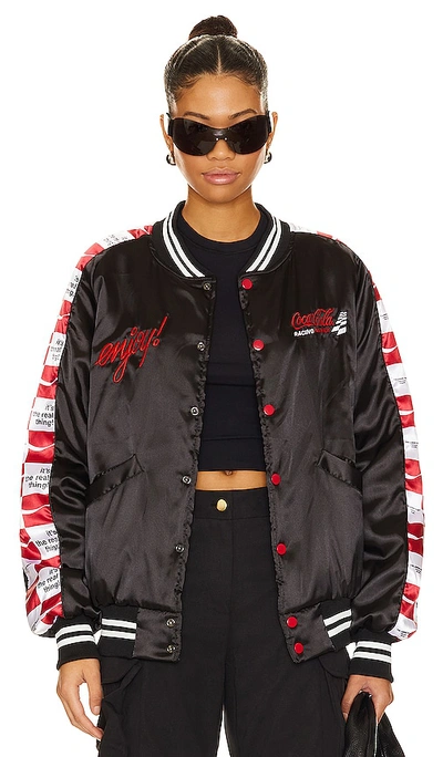 The Laundry Room Coca Cola Racing Stadium Jacket In Black  Red  & White