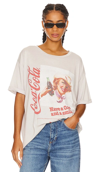 The Laundry Room Coke Gal Smile Oversized Tee In Star Dust