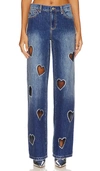 ALICE AND OLIVIA KARRIE EMBEL HEART CUTOUT JEAN