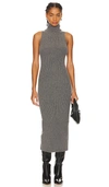 Enza Costa Rib Sleeveless Turtleneck Sweater Dress In Gray In Heather Grey