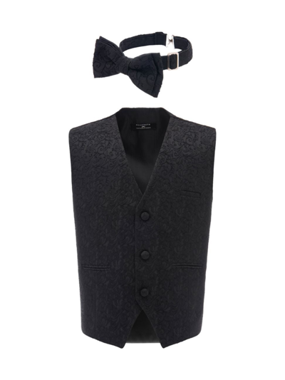 Moustache Little Boy's & Boy's Paisley Waistcoat & Bow-tie In Black