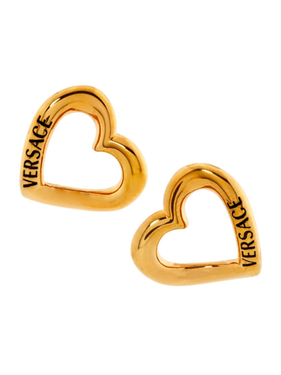 Versace Women's Goldtone Heart Logo Earrings In Yellow Gold