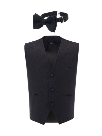 Moustache Little Boy's & Boy's Waistcoat & Bow-tie In Black