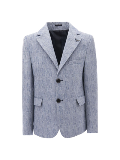 Moustache Kids' Tweed Single-breasted Blazer In Blue