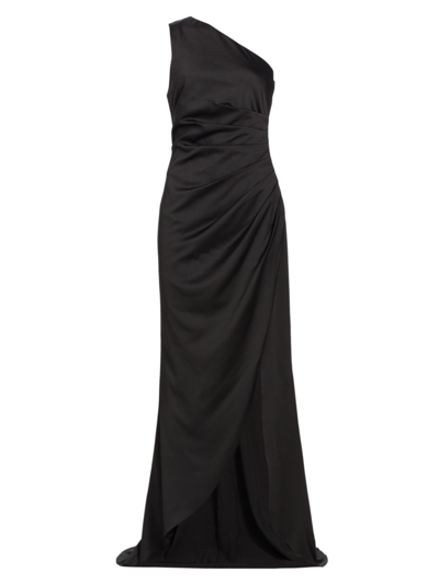 As It May Women's Portia Gathered One-shoulder Gown In Black