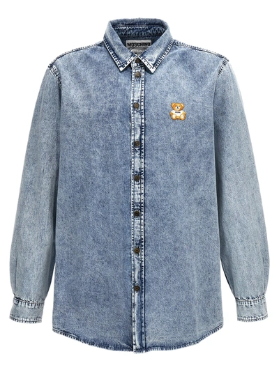 MOSCHINO TEDDY SHIRT, BLOUSE LIGHT BLUE