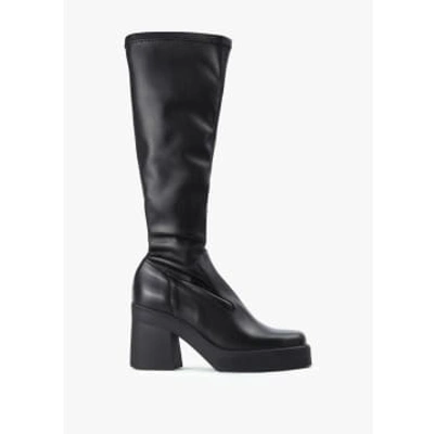 Miista Womens Norma Tall Stretch Leather Boots In Black