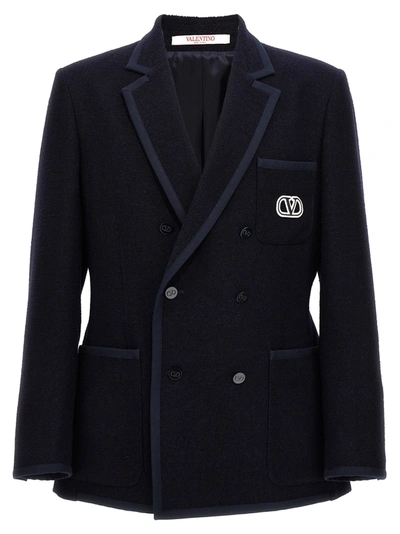 Valentino Bouclé Wool Jacket In Blue