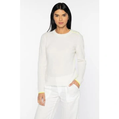 Kinross Piped Shoulder Button Crew In White