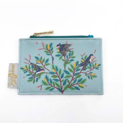 House Of Disaster Secret Garden Bird Zip Purse In Blue