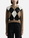 PRADA MAGLIERIA CASHMERE ARGYLE SWEATER