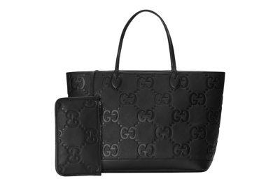 Pre-owned Gucci Jumbo Gg Large Tote Bag Black