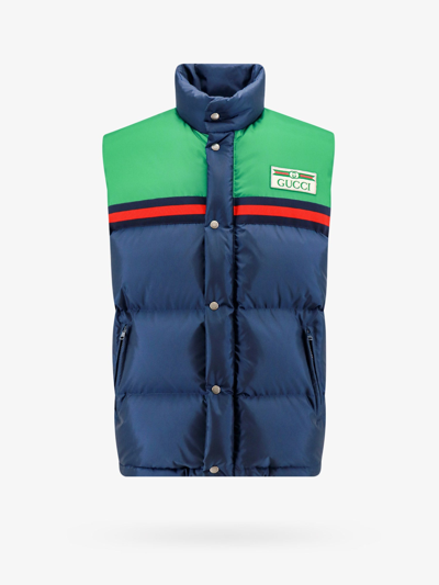 Gucci Colour-block Padded Down Gilet In Blue