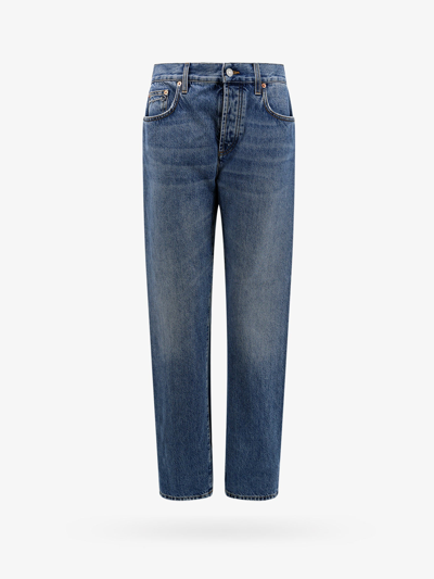 Gucci Horsebit Detailed Washed Denim Jeans In Blue