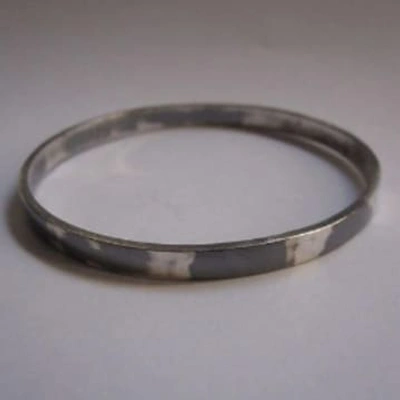 Collardmanson 925 Silver Oxidised Bangle In Metallic