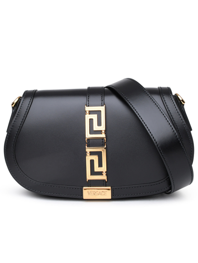 Versace Woman Black Leather Greca Goddess Bag