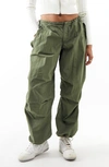 Iets Frans Shiny Baggy Parachute Pants In Khaki