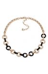 DKNY TWO-TONE PAVÉ CRYSTAL LINK COLLAR NECKLACE