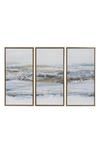 Vivian Lune Home Set Of 3 Canvas Framed Wall Art In Blue