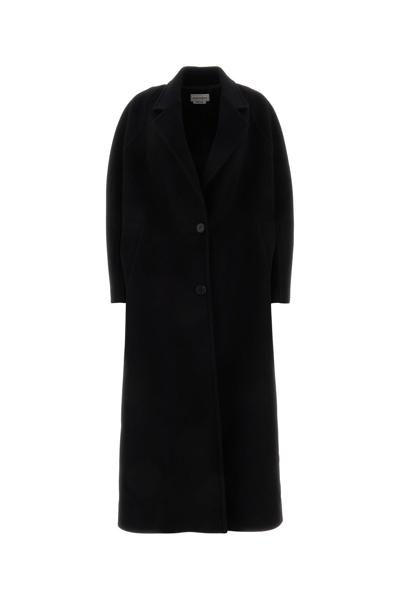 Alexander Mcqueen Single-breasted Wool-blend Coat In Black