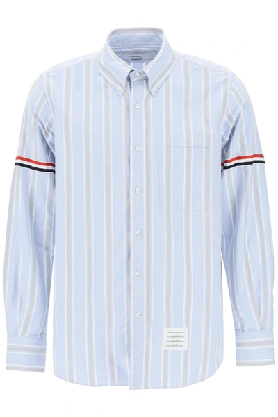 Thom Browne Striped Oxford Shirt In Blue