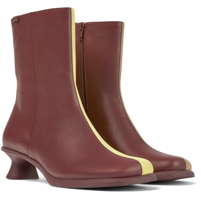 Camper Ankle Boots For Women In Burgundy,yellow,beige