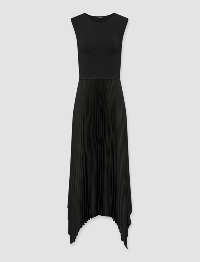 Joseph Knit Weave Plissé Dera Dress In Black